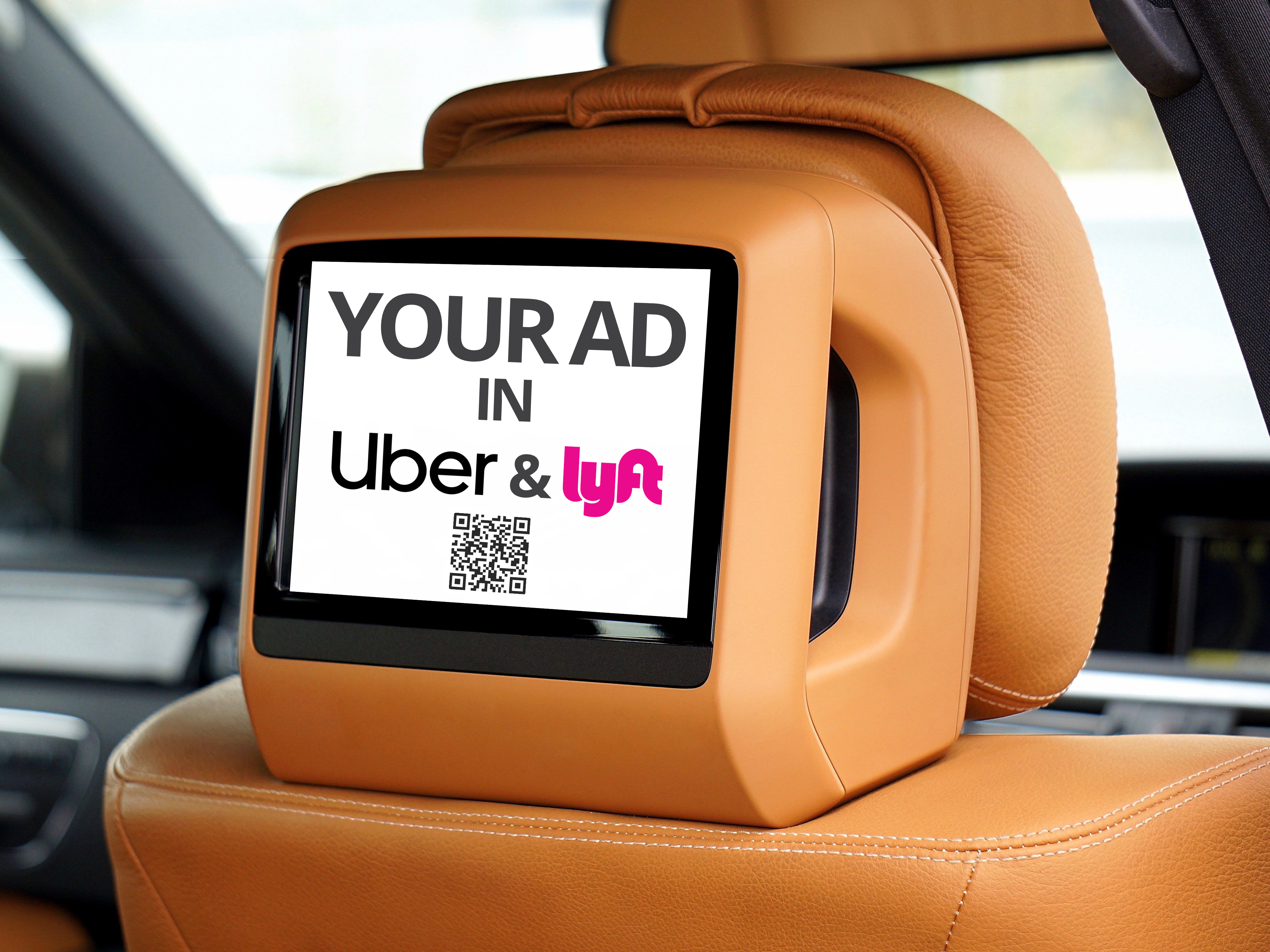 Rideshare advertising inside an Uber or Lyft vehicle